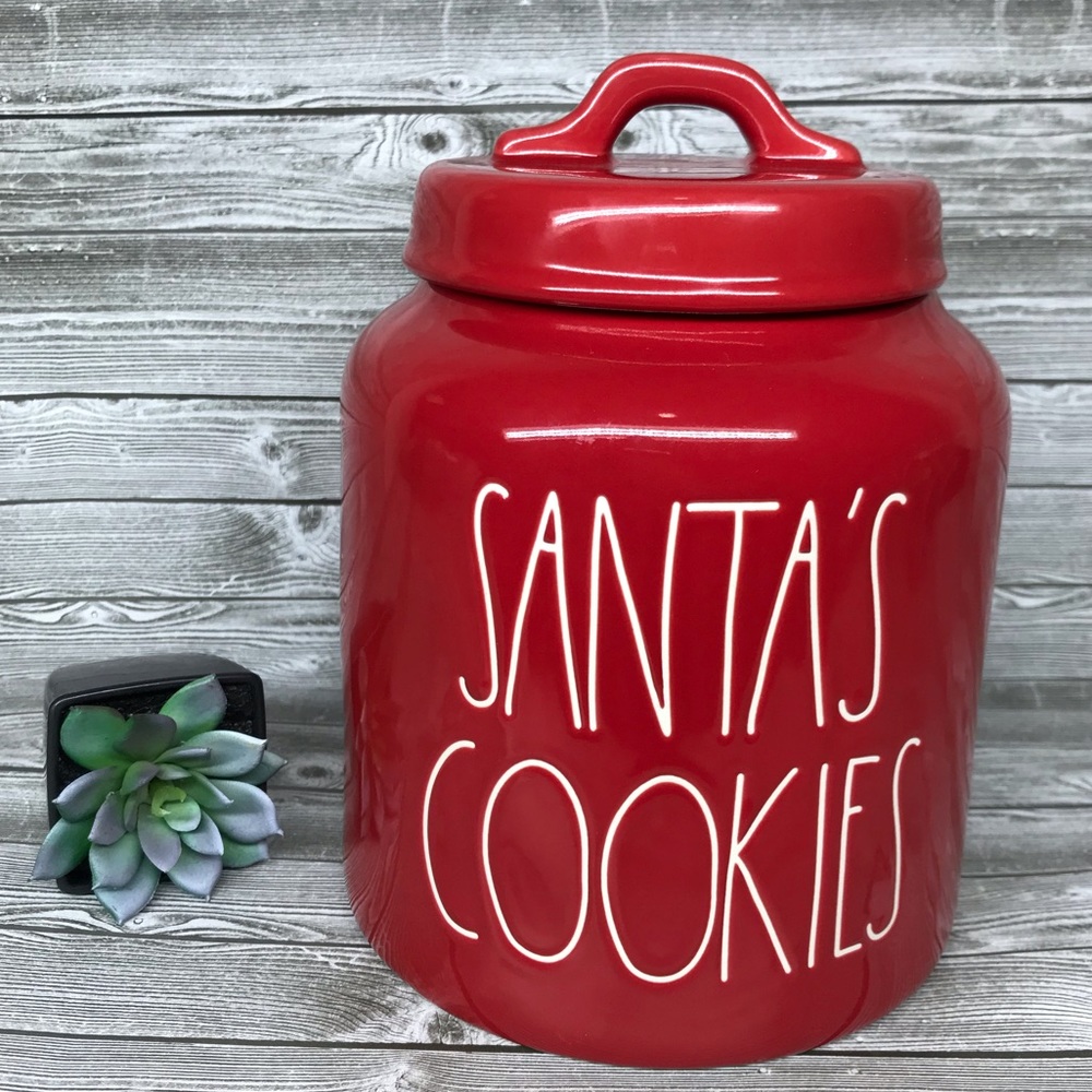 Rae Dunn Santa’s cookies canister red Christmas